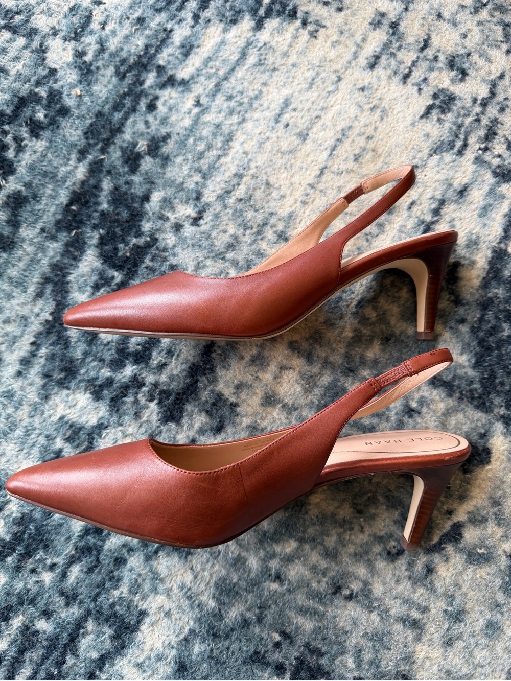 Cole Haan Rust Brown Leather Pointed Slingback Pumps - Picture 3 of 5